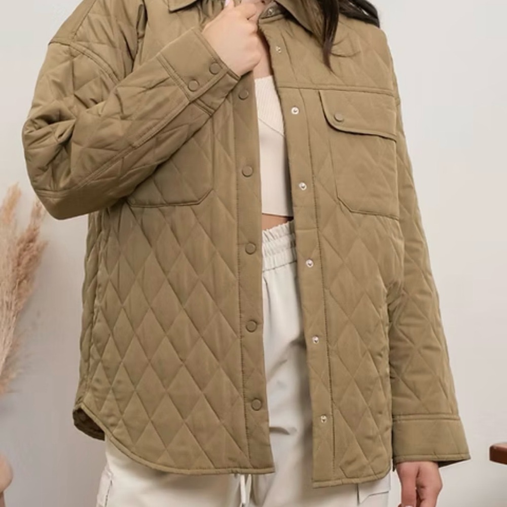 Blu Pepper Women's Quilted Olive Utility Jacket